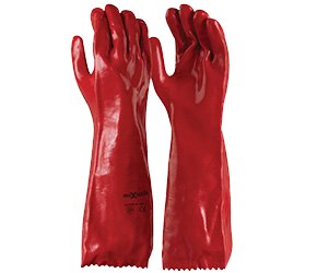 MAXISAFE GLOVES RED PVC GAUNTLET 45CM CARDED 